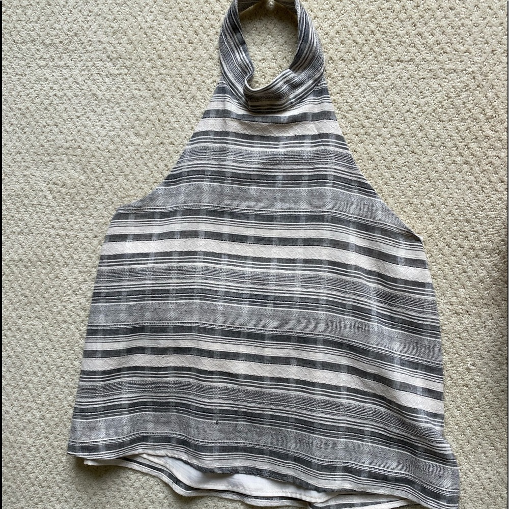 High Neck Linen Backless Top